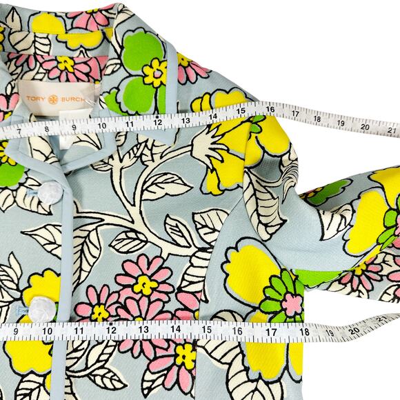 TORY BURCH Wallpaper Floral Twill Crepe Jacket in Blue Wallpaper Floral 2 - Picture 12 of 14